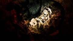 Anime hats Ribbons monochrome long hair anime girls touhou 