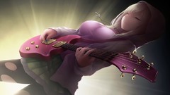 Anime hoodies guitars blondes skirts long hair anime girls 