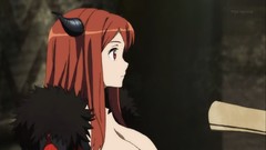 Anime horns red eyes anime girls brunettes cleavage