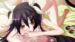 Anime ice cream beds long hair black hair ecchi underwear 