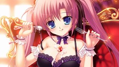 Anime ice cream blush pink hair long hair blue eyes mikeou 