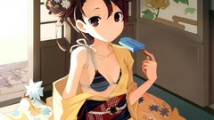 Anime ice cream paintings drawings anime girls animal ears 