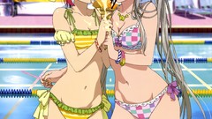 Anime ice cream red eyes eating anime girls green eyes gray 