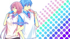 Anime ice cream skirts blue hair pink hair long hair pink eyes 