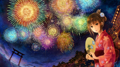 Anime Japanese clothes fireworks