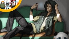 Anime jeans couch brunettes makise kurisu steins gate shiina 