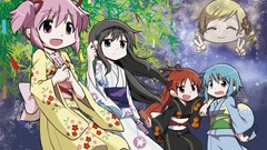 Anime kimono anime girls mahou shoujo madoka magica akemi 
