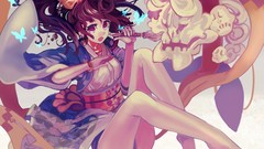 Anime kimono barefoot anime girls Japanese clothes