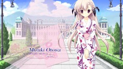 Anime kimono blondes long hair mizuki skyscapes Japanese 