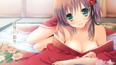 Anime kimono cleavage Faint Tone
