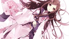 Anime kimono long hair saki Japanese clothes