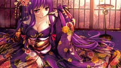 Anime kimono long hair touhou purple hair patchouli knowledge 