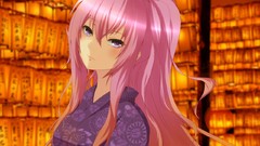 Anime kimono pink hair long hair anime girls vocaloid megurine 