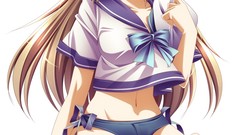 Anime Knives red eyes bows anime girls brunettes thigh highs