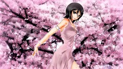 Anime kuchiki rukia bleach cherry blossom anime girls dark hair