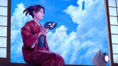 Anime Lamps kimono lanterns anime girls blue skies scenic 