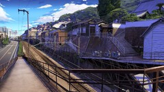 Anime landscape railway City