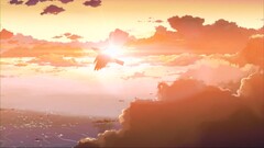 Anime landscape sky Birds clouds