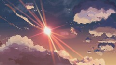 Anime landscape sun sky clouds 5 centimeters per second
