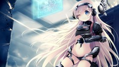 Anime legs blush long hair anime girls blue eyes purple hair 