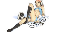 Anime listening Simple Background