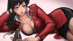 Anime long hair anime girls black hair ecchi cleavage soft 