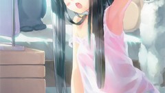 Anime long hair anime girls black hair lolicon sleepwear