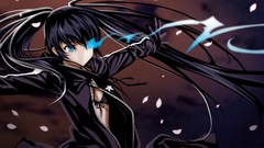 Anime long hair anime girls blue eyes black rock shooter black 