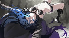 Anime long hair anime girls blue eyes brunettes black rock 