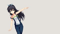 Anime long hair anime girls blue eyes ponytails black hair 