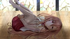 Anime long hair anime girls brown eyes brunettes sword art 