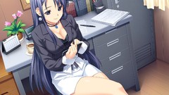 Anime long hair anime girls cleavage mini skirts