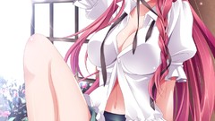 Anime long hair anime girls green eyes braids touhou hong 