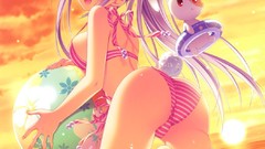 Anime long hair anime girls lingerie blue eyes underwear