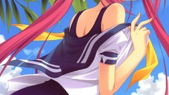 Anime long hair anime girls lingerie blue eyes underwear