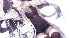 Anime long hair anime girls school uniforms thigh highs