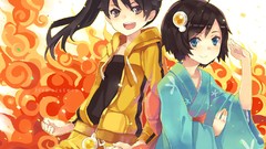 Anime long hair anime girls short hair bakemonogatari ponytails 