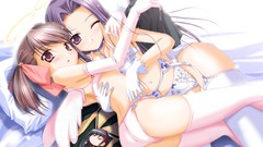 Anime long hair anime girls short hair maria ecchi cleavage