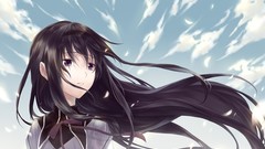 Anime long hair anime girls skies akemi homura