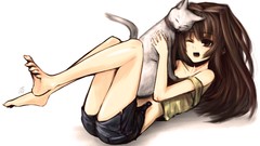 Anime long hair barefoot brown eyes kotoba noriaki Simple 