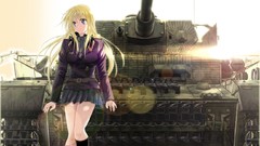 Anime long hair blue eyes tanks