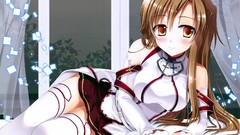 Anime long hair brown eyes brunettes sword art online yuuki 