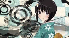 Anime long hair brown eyes nisemonogatari Japanese clothes 