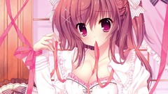 Anime long hair cleavage panties