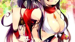 Anime long hair cleavage thigh highs