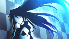 Anime long hair closed eyes black rock shooter