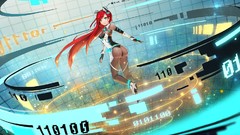 Anime long hair green eyes animal ears redheads cleavage boobs 