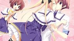 Anime long hair green eyes short hair