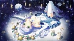 Anime long hair green eyes yoake mae yori ruri iro na artwork 