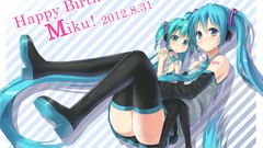 Anime long hair hatsune miku vocaloid twintails thigh highs